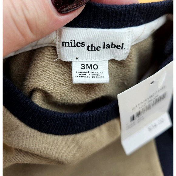 Miles The Label Baby Boy SZ 3 Months Lucky Bowling Pins Strike Beige Sweatshirt - Picture 5 of 9